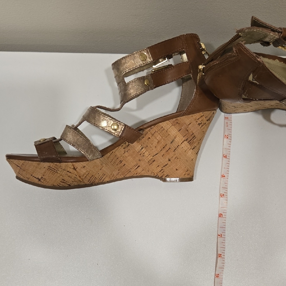 Guess Bronze and Tan Wedge Sandals - Picture 11 of 12